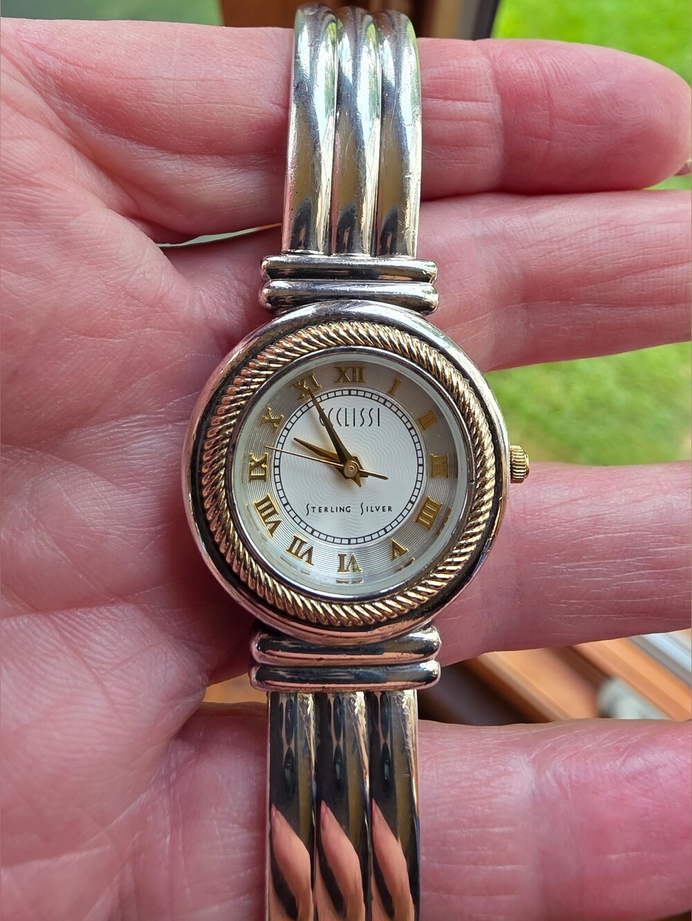 ⌚️.925 - Vintage Ecclissi Sterling Silver Cuff Bracelet Watch-Has New Battery